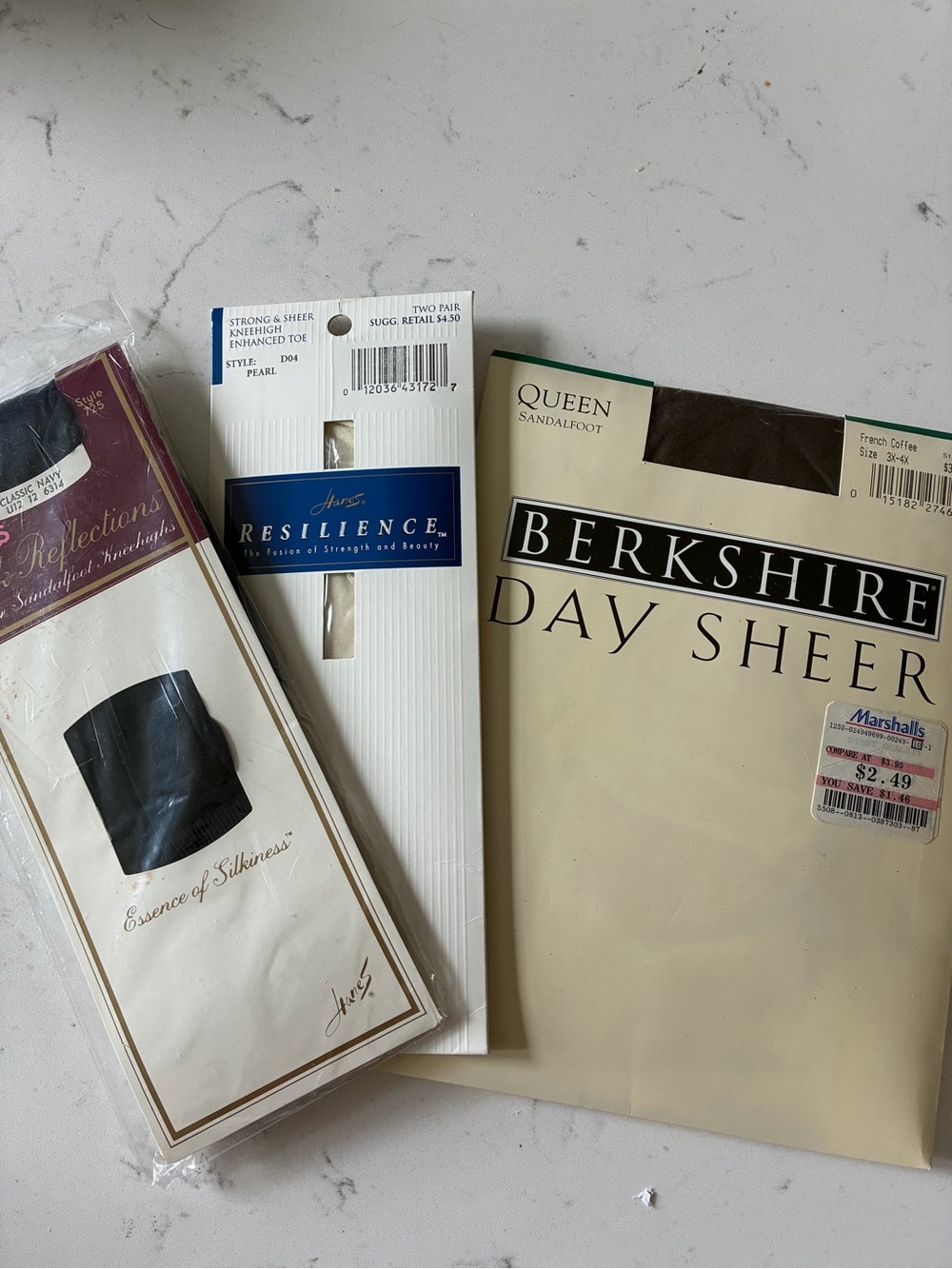 VintageBerkshire Day Sheer Queen Sandalfoot Hosiery - Coffee & Assorted Packages